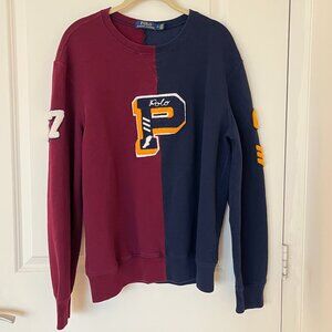 Polo Ralph Lauren “Polo university” color block “P” letterman sweatshirt Sz M